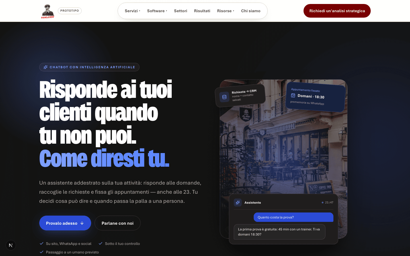 Anteprima del Chatbot AI ANDJ Lab