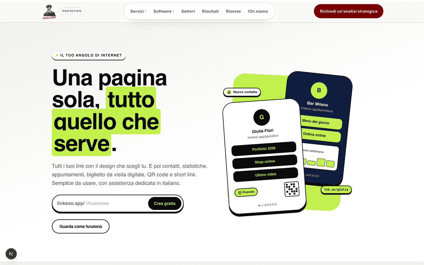 Pagina web di Linkeoo