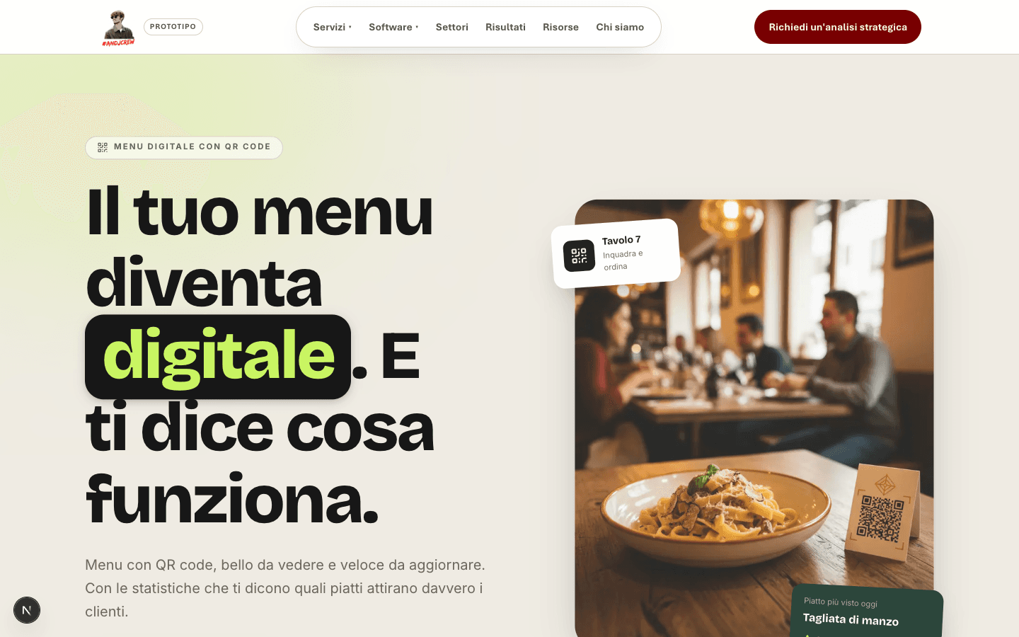 Anteprima del menu digitale Menu Ora