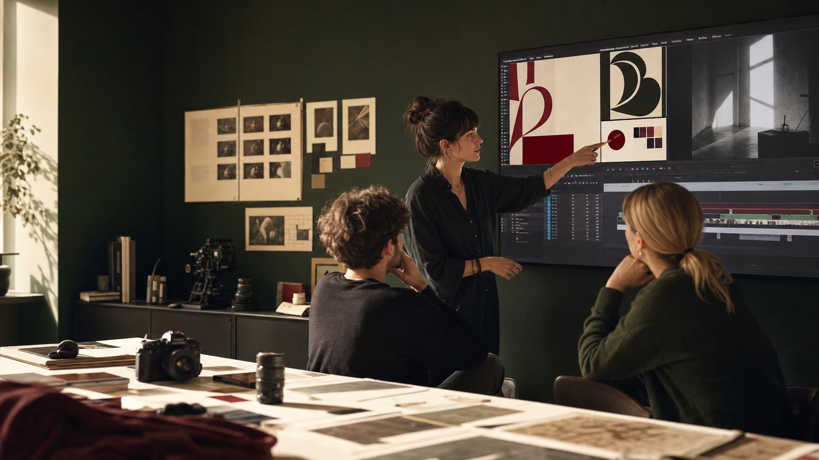 Designer che revisionano insieme un progetto visivo